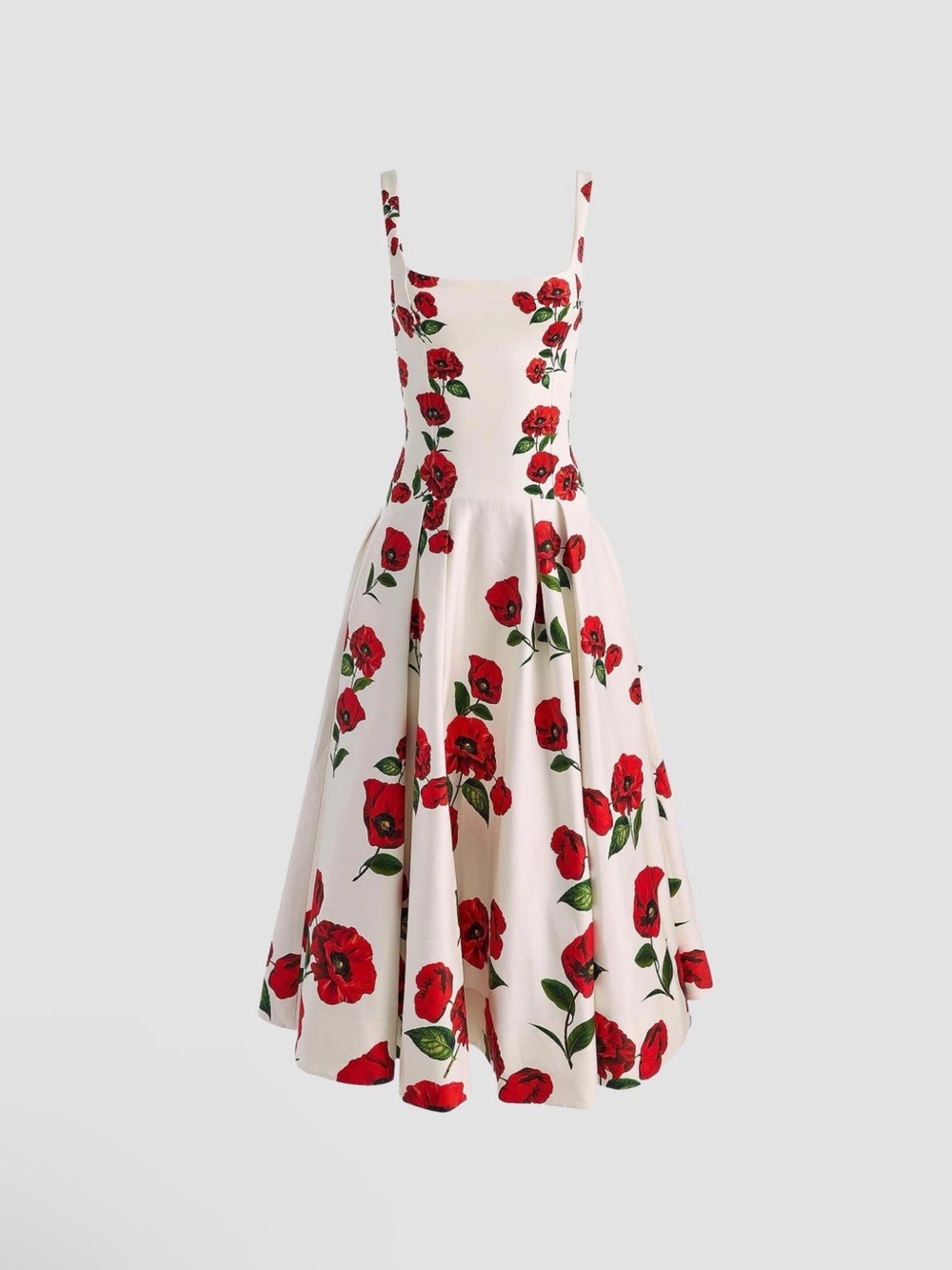 ALICE + OLIVIA
Adley Floral Stretch-Cotton Drop-Waist Midi-Dress